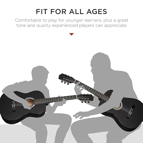 Best Choice Products 38in Beginner All Wood Acoustic Guitar Starter Kit w/Gig Bag, 6 Picks, Nylon Strings, Strap w/Pick Holder - Matte Black thumbnail 5