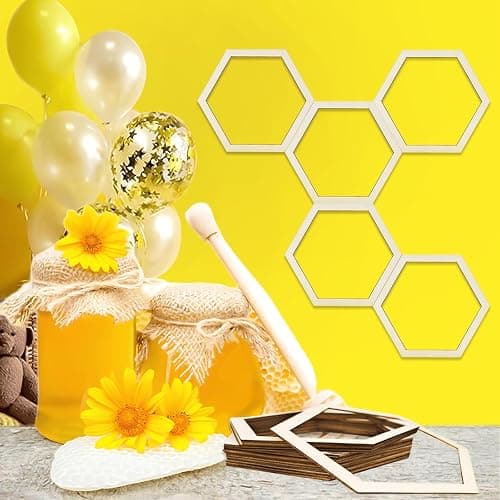 AOCEAN 8 Pcs Wooden Honeycomb Decorations Unfinished Hexagon Wall Beehive Decor Bee Decorations for Home Birthday Party DIY Decor thumbnail 5