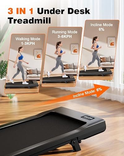 Superun Raceable 6% Incline Walking Pad with App Control, Under Desk Treadmill for Smart Devices MAX 12KM/H Foldable Treadmill, Max 136KG 159KG Suitable for Heavy People, Door to Door Delivery thumbnail 5