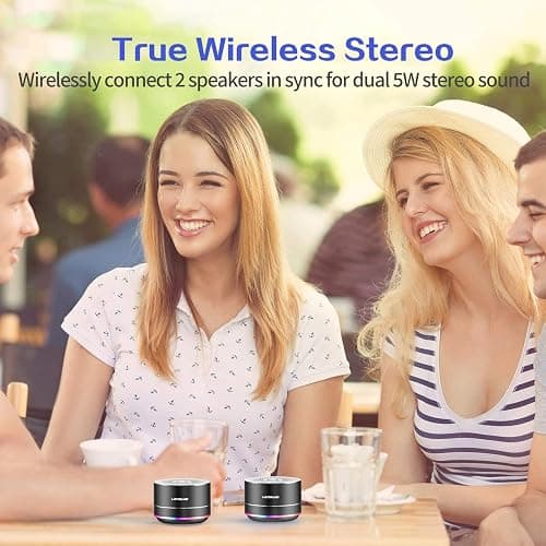 LENRUE Portable Bluetooth Speakers,Wireless Speaker with Clear Sound, Long Playtime, Small Mini Metal Speaker,Christmas Birthday Gifts for Men, Women,Kids(Black) thumbnail 6