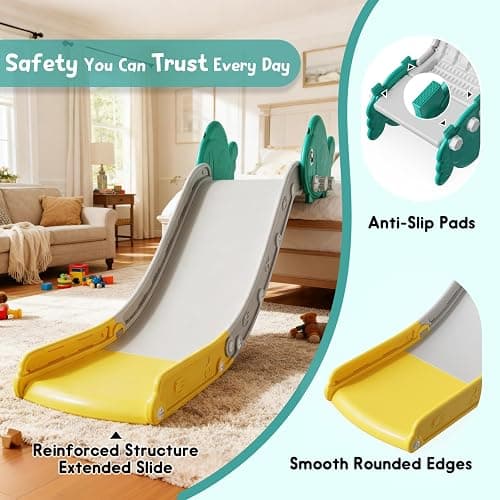 Couch Slide for Toddlers, Upgraded Indoor Toddler Slide for Couch, Bed & Stairs, Space-Saving Kids Slide with Extended Slope, Smooth Edges & Cute Fish Design, Safe for Multiple Ages & Long-Term Use thumbnail 5