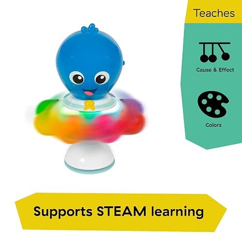 Baby Einstein Ocean Explorers Opus Spin & Sea Suction Toy for Highchair, Lights & Vibrant Colors, Ages 3 Months and up thumbnail 5
