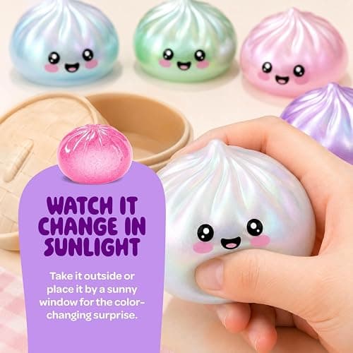 Glitter Dumpling Squishy Mystery Box - UV Color-Changing - Squishies Toys | Squeeze Toy - Squishys Big Dumplings Fidget Stress Sensory Toys - Gifts for Kids, Teens, Girls, Boys - Desk Toy thumbnail 3