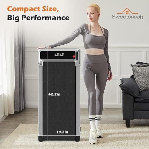 Sweetcrispy Compact Treadmill for Small Spaces, Quiet Under-Desk Walking Pad, Slim & Portable Design for Home Office Workouts, Easy to Store, Ideal for Apartments and Work-from-Home Fitness thumbnail 4
