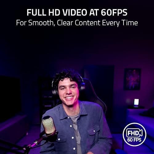 Razer Kiyo V2 X Streaming Webcam: Full HD 60 FPS - Auto Focus - Built-in Microphone - Wide Angle Lense - Integrated Privacy Shutter - Works with OBS, Xsplit, Streamlabs, Discord, Zoom, Teams - Black thumbnail 2