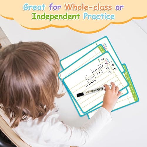 PraxiKidy 12 Pack Long Division Dry Erase Card Chart,12" x 9" Multiplication Flash Card Math Manipulative Small Whiteboard for Student Teacher 2ND 3RD 4TH Grade Classroom Homeschool Supplies Essential thumbnail 6