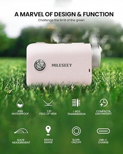 MiLESEEY PF1 1000 Yards Golf Rangefinder with Slope Switch, All Weather Golf Range Finder, 0.1s Flag Lock with Pulse Vibration, IP65 Waterproof, 7.5° Wide View, Continuous Scan Mode thumbnail 2