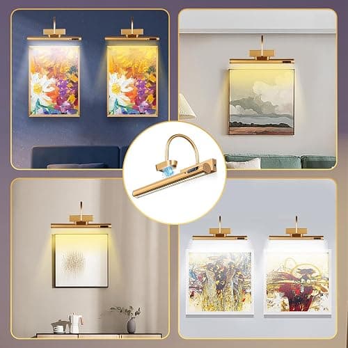 LYTARA Dimmable Cordless Picture Light with Controller and Timer, Rechargeable 5000mAh Battery Wall Sconce for Wall Pictures, Gallery Artwork, Paintings, Portraits, Dartboards (Gold) thumbnail 4