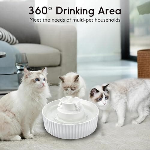 Lawfery Ceramic Cat Water Fountain, 2.1L/71oz Cupcake Pet Fountain | 3 Carbon Filters, 2 Quiet Pumps, Heavy Ceramic Body, and 360° Drinking Area, Drinking Bowl for Indoor Cats and Small Dogs thumbnail 4