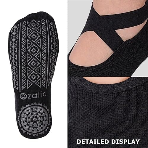Ozaiic Pilates Socks for Women Non Slip Grip, Yoga Socks with Grippers for Barre, Hospital, Ballet, Dance, Barefoot Workout thumbnail 2