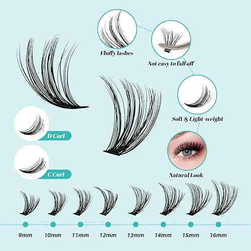 AMZGIRL Lash Clusters Kit 320Pcs, 30D+40D D Curl Wispy Eyelash Extensions | DIY Individual Cluster Lashes with Bond and Seal, Remover & Applicator Tools, At Home Lash Extension Kit thumbnail 5