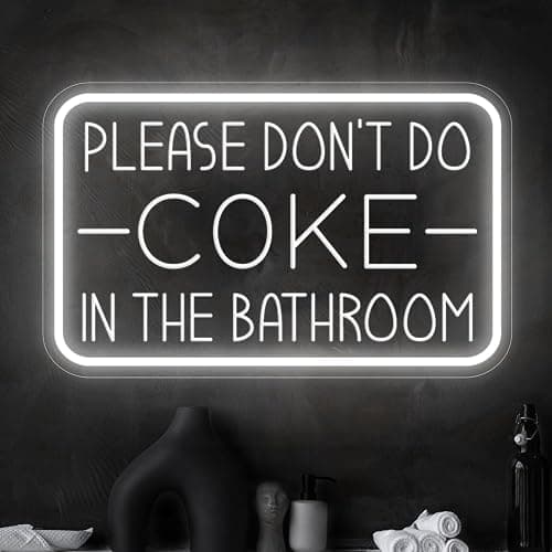 Please Don't Do Coke in The Bathroom Neon Sign for Wall Decor,USB Powered LED Neon Light with Adjustable Brightness,Light Up Sign for Party Decor,Bathroom,Christmas Gifts - Image 1