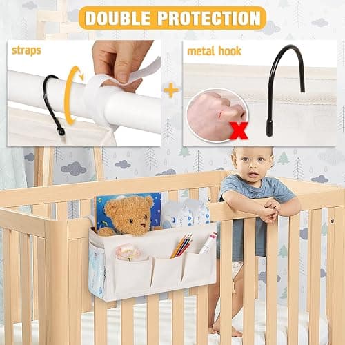 Lilithye Bedside Caddy, Bedside Storage Bag Hanging Organizer for Bunk Bed | Bed Caddy with Fixed Straps and Water Bottle Holder for Home, College Dorm, Bunk Bed, Hospital Bed and Crib Bed Rails thumbnail 4