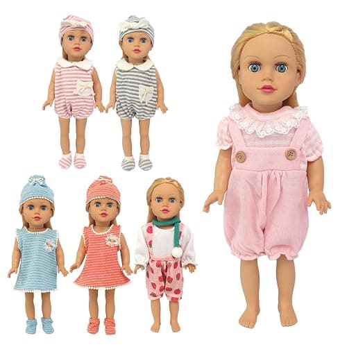 UNICORN ELEMENT 6 Sets 14-18 Inch Baby Doll Clothes, 16 Inch Doll Outfit for 43cm Reborn Dolls, Total 15 Pcs Doll Accessories Doll Clothes and Accessories for 18 Inch Girl Dolls thumbnail 6