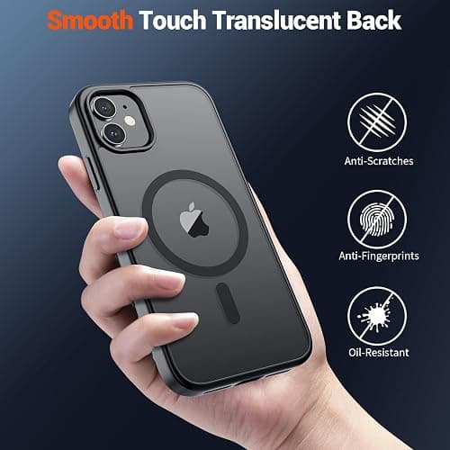 SUPFINE Magnetic for iPhone 12 Case/iPhone 12 Pro Case (Compatible with MagSafe)(Military Grade Drop Protection) Slim Translucent Matte Shockproof with Anti-Fingerprint Phone Case,Black thumbnail 6