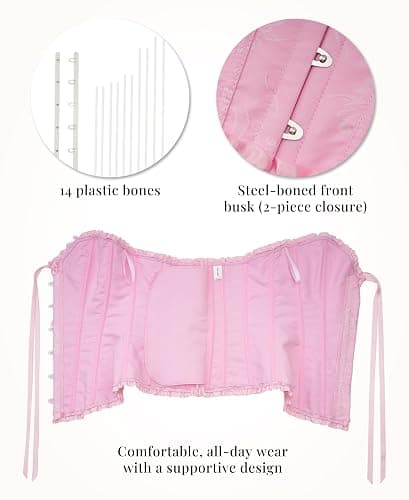 SZIVYSHI Corset Tops for Women, Bustier Shapewear Lingerie, Lace Waist Push Up Bodysuit thumbnail 5