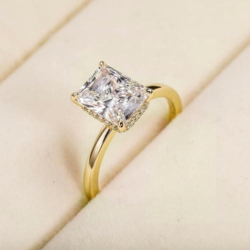EAMTI 1/2/3/4CT 925 Sterling Silver Engagement Rings Radiant Cut Solitaire Cubic Zirconia CZ Wedding Promise Rings for Her Wedding Bands for Women Size 3-11 thumbnail 3