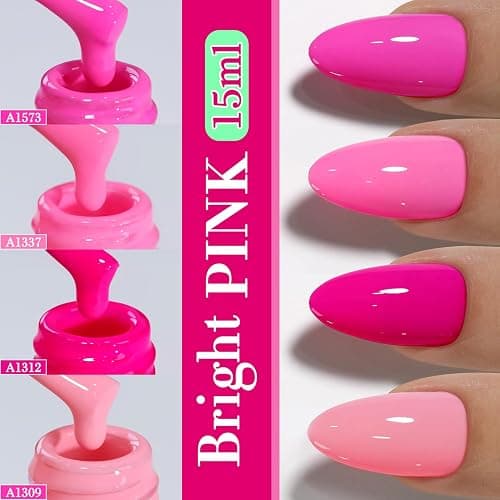 Double Rhythm 6 Pcs 15 ML Gel Polish Set Same Color Same Bottle Soak Off Gel Polish Kit Nail Art Manicure Salon DIY at Home for Women (Bright Neon Light Pink Purple-T6-13) thumbnail 8