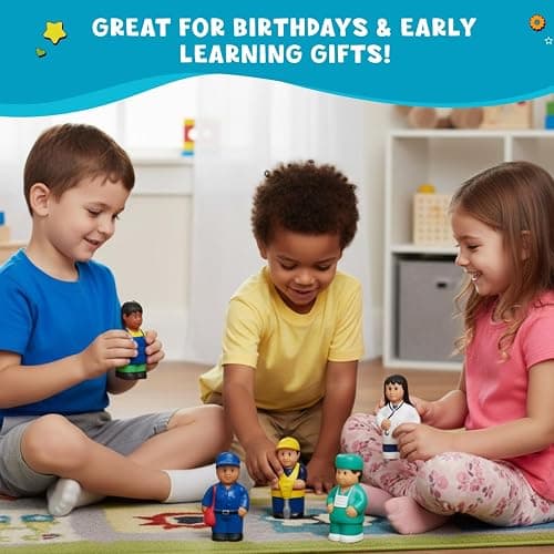 Get Ready Kids Multicultural Career Figures Set of 8-5 inch Chunky Toys | Large 5 inch community helper figurines for early learning and creative play, pre-k safe for 12m+ thumbnail 2