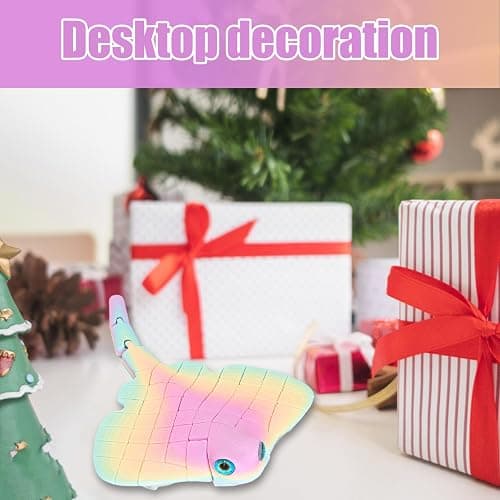 3D Printed Animals, 3D Animals Cute Manta Ray - Rainbow Color Articulated 3D Printed Dragon Toy for All Ages, Desk Decor, Sensory Fidget Toy thumbnail 6