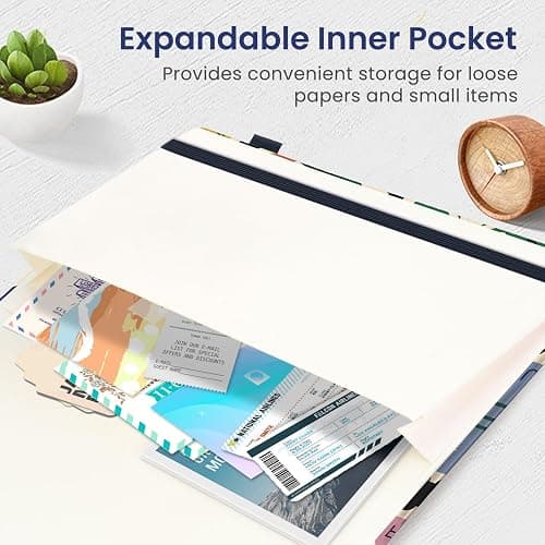 Taja Pretty Lined Journal for Women, Aesthetic Cute Hardcover Leather Journal for Writing, A5 College Ruled Notebook for Work & Note Taking, Perfect for Office School Home, 160 Pages, Stamp thumbnail 5