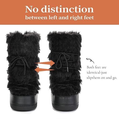 CEPEPRIN Women's Faux Fur Boots Furry Snow Boots for Women Mid Calf thumbnail 4