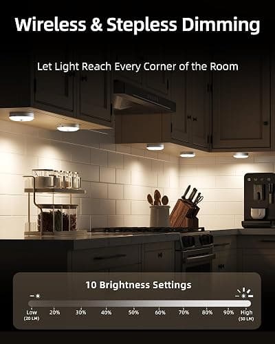 EZVALO Under Cabinet Lighting with Charging Station,1000mAh Rechargeable Puck Lights with Remote, 3 Color Temps & 12 RGB Closet Lights, Dimmable Motion Sensor Lights for Shelf, Kitchen (6 Packs) thumbnail 3