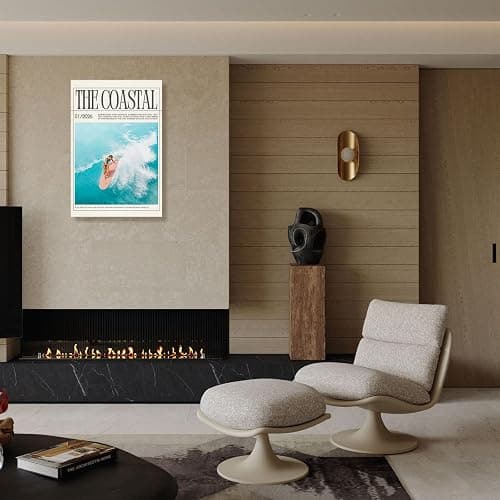 Vintage Magazine Cover Poster The Coastal Cowgirl Beachy Newspaper Canvas Wall Art Surfer Riding Wave Aesthetic Prints Painting For Home Bedroom Dorm Wall Decor 12x16in Unframed thumbnail 5