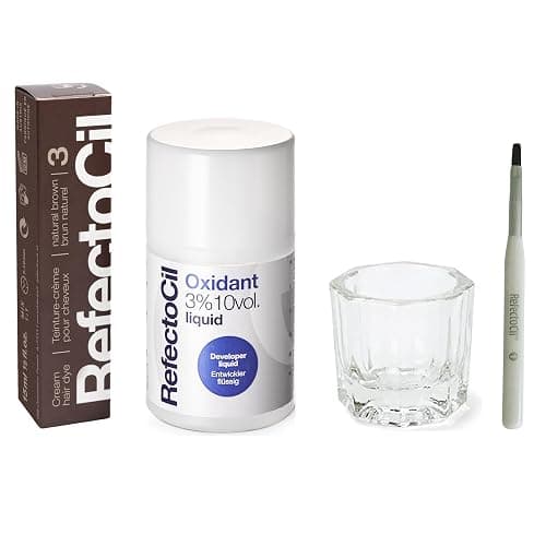 RefectoCil Hair Tinting Kit Includes Cream Hair Dye + Liquid Oxidant 3% + Mixing Brush & Mixing Dish - Image 1