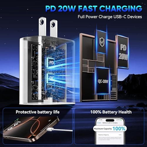 iPhone 16 15 Pro Charger Fast Charging, 20W USB C Fast Charger Block with 10ft Long Type C Chargers Fast Charging Cable Cord for iPhone 16/16 Pro/16 Pro Max/16 Plus 15/15 Pro/15 Pro Max, S24 Ultra thumbnail 5