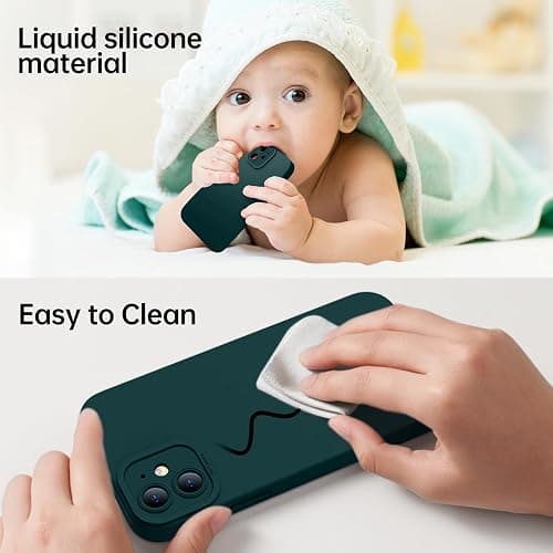 Kiresen Designed for iPhone 12 Case with Screen Protector - Upgraded Camera Protection - Wireless Charging Compatible - Silicone Protective Phone Case 6.1" for Men Women Girls - Pine Green thumbnail 5