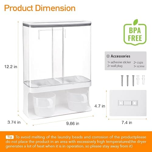 Conworld Laundry Detergent Dispenser, Scent Booster Beads Dispenser for Laundry Room Organization, Suitable for Beads, Stain Remover Powder thumbnail 2