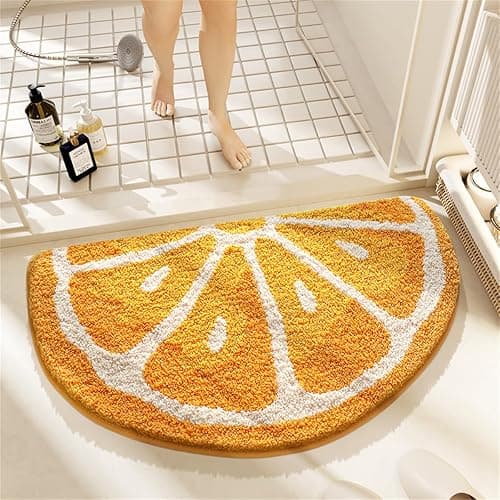 Ankah Fruit Bath Mats Cute Bathroom Rugs, Particularly Absorbent, Very Soft, and Dry Fast That Fits for Kid's Room, Bathroom or Other Room, 17.7" x 31.5", Orange - Image 1