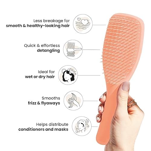 Tangle Teezer Ultimate Detangler Brush for Wet & Dry Hair, Eliminates Knots & Reduces Breakage for All Hair Types, Amazon Exclusive Apricot thumbnail 5