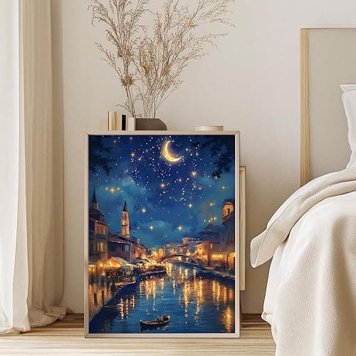 GEEHEIY Venice Diamond Art Kits for Adults, 5D Full Drill Diamond Painting Kit, Moonlit Starry Night Cityscape Water Reflections, DIY Crystal Gem Art for Beginners, Home Wall Decor Gift 30 x 40cm thumbnail 7