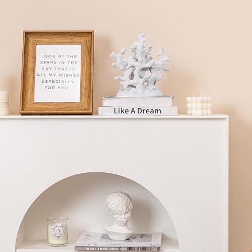Elegondrar 7.1" H White Coral Decor, Resin Statue, Nautical Decorations for Home, Bedroom, Bathroom, Living Room, Beach/Coastal/Ocean Themed Cabinet Shelf Tabletop Decor thumbnail 4