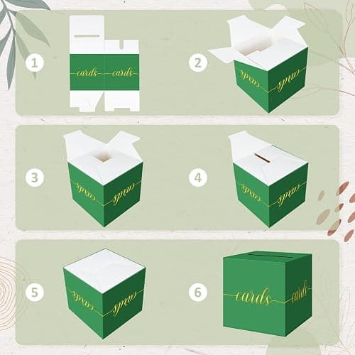 QIKSION Green Graduation Card Box, Gold Foil Gift Card Box for Graduation, Party, Wedding Reception, Birthday, Baby Shower, Raffle thumbnail 7