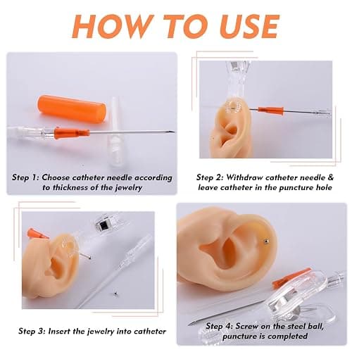 Catheter Piercing Needles Mixed 50Pcs Mixed Sizes 14/16/18/20/22 Gauge Piercing Needles Professional Hollow IV Catheter Needles for Ear Nose Lip Tongue Belly thumbnail 6