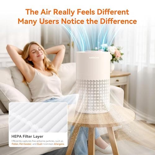 AIRROMI Air Purifier for Bedroom with A2001 Creamy Beige thumbnail 8
