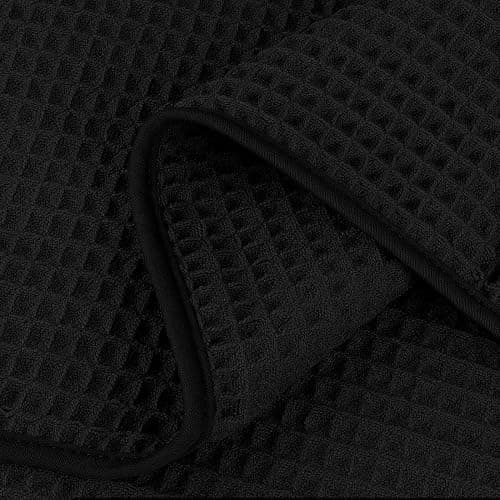HOMEXCEL Waffle Bath Towels Set 4 Pack, Premium Microfiber Bathroom Towels, Lightweight, Highly Absorbent and Quick Dry Towel for Bathroom, Gym, Shower, Hotel, and Spa, 30 x 60 Inch, Black thumbnail 2