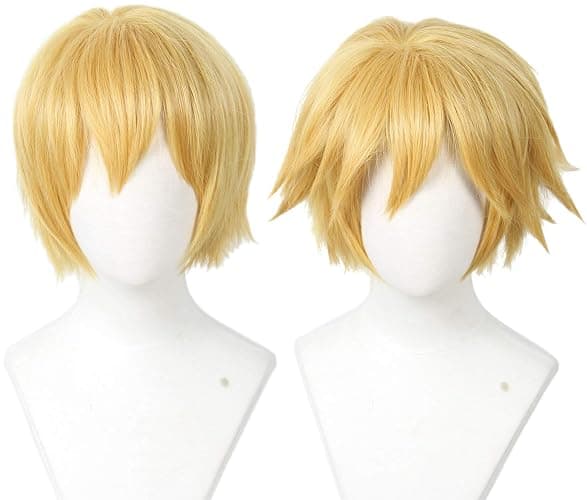Linfairy Short Blonde Cosplay Wig Halloween Costume Cat Wig for Men - Image 1