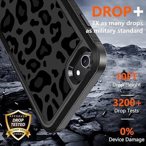 KUMTZO Designed for iPhone 6/ 6s/ 7/8/ SE 2022/ SE 2020 Black Leopard Case, Heavy Duty Protection Shockproof Dropproof Case,Cute Black Leopard Cheetah Cover for Women Girls 4.7 inch thumbnail 5