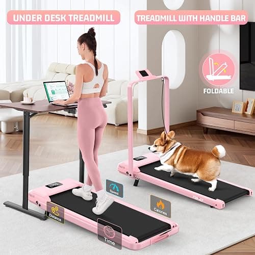 FUNMILY Upgrade Walking Pad Folding Treadmill with 12%/15% & Handle Bar, 3.5HP Foldable Under Desk Compact Treadmills for Home/Office/Gym, 400+lb Capacity, Shock Absorption thumbnail 3