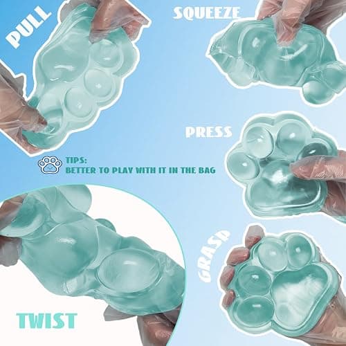 Chicooan Large Cat Paw Taba Squishy Squeeze Toys 5-inch Green Cute Fufu Squishy Sensory Stress Relief Fidget Toys for Party Favors Sensory Anxiety Toys for Adults (Transparent Green) thumbnail 3