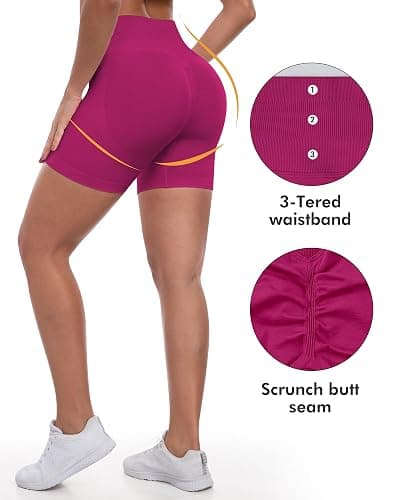 ATHVOTAR Workout Gym Shorts Women, High Waisted Seamless Butt Lifting Scrunch Butt Sports Shorts thumbnail 2