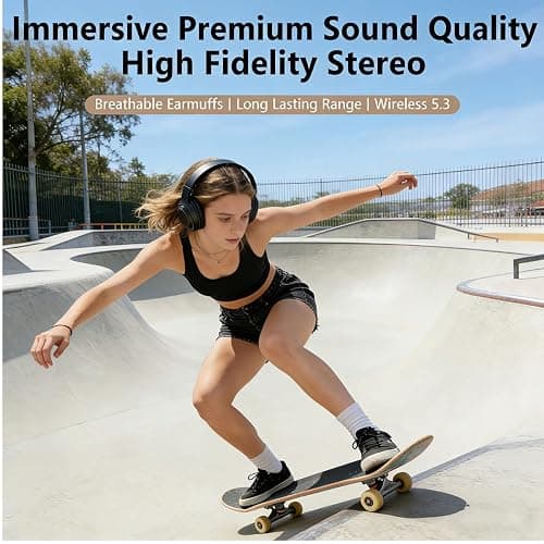 Wireless Bluetooth 5.4 Headphones Over Ear ,Noise Reduction Wireless Headphones with Microphone/Deep Bass,Adjustable HiFi Stereo Foldable On Ear Headset for Sports Travel Cellphone Tablet Office thumbnail 8