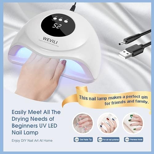 WEVILI 72W UV Nail Lamp, UV Light for Gel Nails with Smart Sensor, 3 Timer Settings & LCD Display, Portable Fast Curing Nail Dryer for Salon and Home Use (White) thumbnail 7
