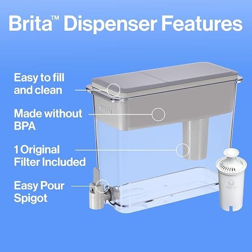 Brita UltraMax Large Water Dispenser With Standard Filter, BPA-Free, Reduces Copper, Cadmium and Mercury Impurities, Lasts 2 Months or 40 Gallons, Includes 1 Filter, Kitchen Accessories, Large 27-Cup thumbnail 8