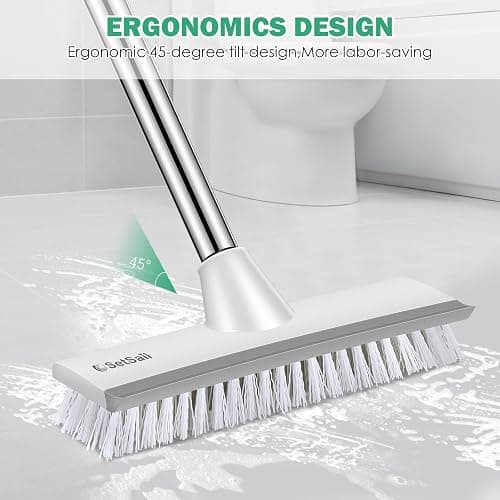 SetSail Floor Scrub Brush with 51-Inch Long Adjustable Handle 2 in 1 Scrape Brush Stiff Bristle Floor Scrubber for Cleaning Shower Bathroom Garage Kitchen Wall Deck Tub Tile thumbnail 6