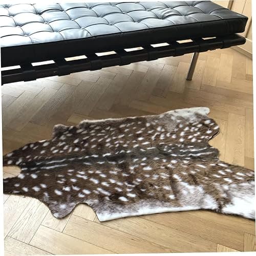 Artibetter Faux Deer Hide Rug: 110x90cm Plum Deer Area Rug – Non-slip Washable Animal Print Carpet for Bedroom, Living Room & Study thumbnail 9